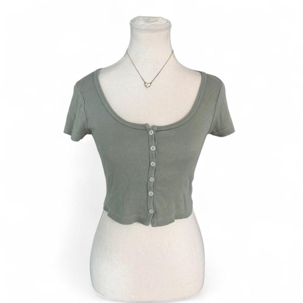 Brandy Melville John Galt Pistachio Square Neck Short Sleeve OneSize 100% Cotton